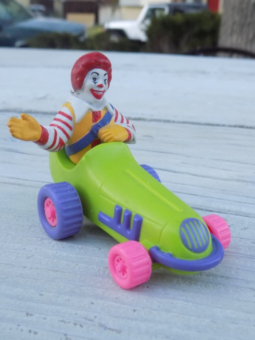 Ronald McDonald In Green Car Toy, 1992 McDonald Happy Meal Toys, Vintage, *